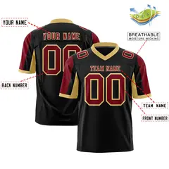 Black Crimson-Khaki Color Block Raglan Football Jersey 2