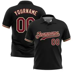 Black Crimson-Khaki Design Performance Polo Shirt 1