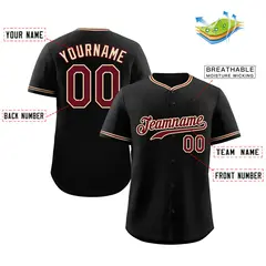 Black Crimson-Khaki Hook Classic Authentic Baseball Jersey 2