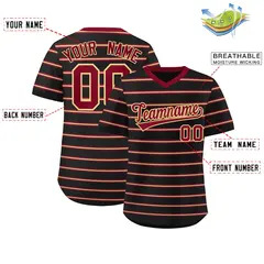 Black Crimson-Khaki Horizontal Stripe Pullover Baseball Jersey 2