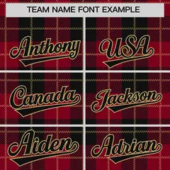 Black Crimson-Khaki Plaid Varsity Full-Snap Letterman Baseball Jacket 3