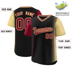 Black Crimson-Khaki Raglan Pullover Baseball Jersey 2