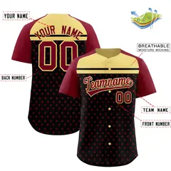 Black Crimson-Khaki Raglan Sleeve Star Print Baseball Jersey 2