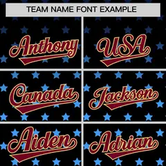 Black Crimson-Khaki Raglan Sleeve Star Print Baseball Jersey 3