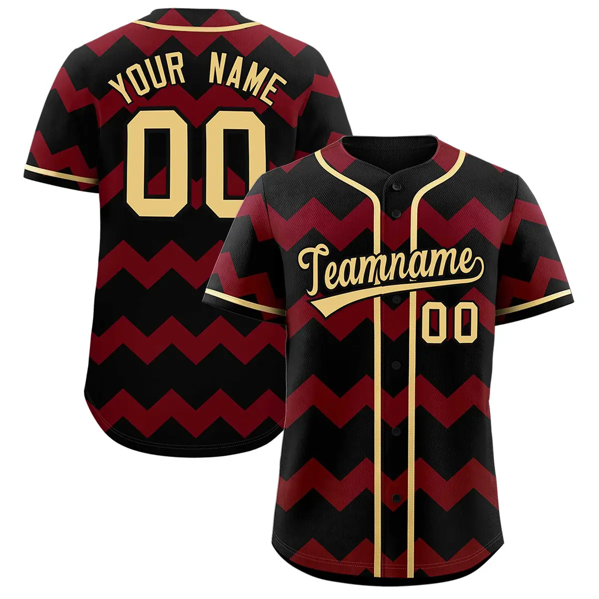 Black Crimson Khaki Ripple Authentic Baseball Jersey