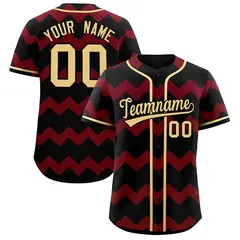 Black Crimson Khaki Ripple Authentic Baseball Jersey 1