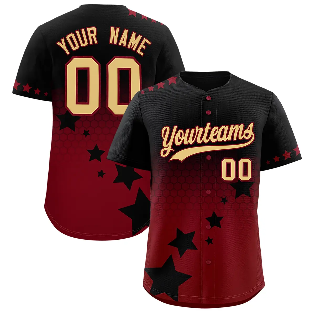 Black Crimson Khaki Rising Stars Gradient Baseball Jersey