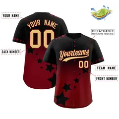 Black Crimson Khaki Rising Stars Gradient Baseball Jersey 2