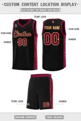 Black Crimson Khaki Side Splash Basketball Jersey 2