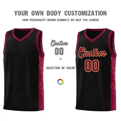 Black Crimson Khaki Side Splash Basketball Jersey 3