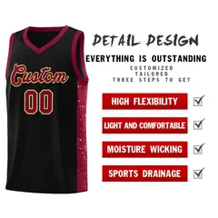 Black Crimson Khaki Side Splash Basketball Jersey 5