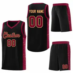 Black Crimson Khaki Side Splash Basketball Jersey 6