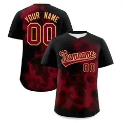 Black Crimson Khaki Skeleton Graffiti Baseball Jersey