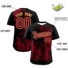 Black Crimson Khaki Skeleton Graffiti Baseball Jersey 2