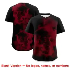 Black Crimson Khaki Skeleton Graffiti Baseball Jersey 8
