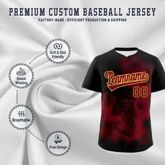 Black Crimson Khaki Skeleton Graffiti Baseball Jersey 4