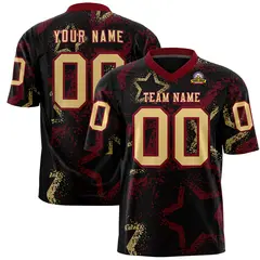 Black Crimson Khaki Star Graffiti Authentic Football Jersey