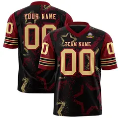 Black Crimson Khaki Star Pattern Authentic Football Jersey 1