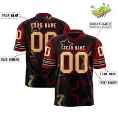 Black Crimson Khaki Star Pattern Authentic Football Jersey 2