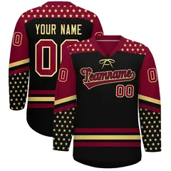 Black Crimson Khaki Star Series Lace-Up Neck Hockey Jersey
