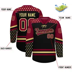 Black Crimson Khaki Star Series Lace-Up Neck Hockey Jersey 2