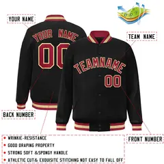 Black Crimson-Khaki Varsity Full-Snap Letterman Jacket 2