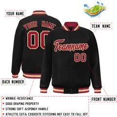 Black Crimson-Khaki Varsity Full-Snap Letterman Jacket 2
