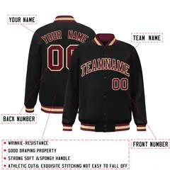 Black Crimson-Khaki Varsity Full-Snap Letterman Jacket 2