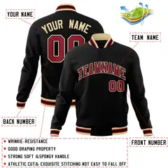 Black Crimson-Khaki Varsity Full-Snap Letterman Jacket 4