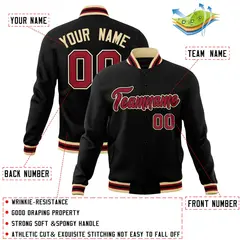 Black Crimson-Khaki Varsity Full-Snap Letterman Jacket 4