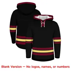Black Crimson Lace-Up Neck Hockey Hoodie Classic Style 7