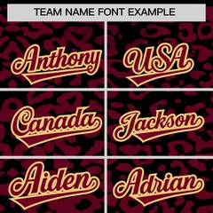 Black Crimson Leopard Print Baseball Jersey 3