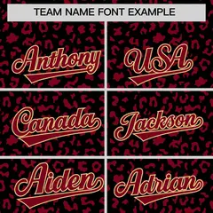 Black Crimson Leopard Print Varsity Letterman Jacket Hoodie 5
