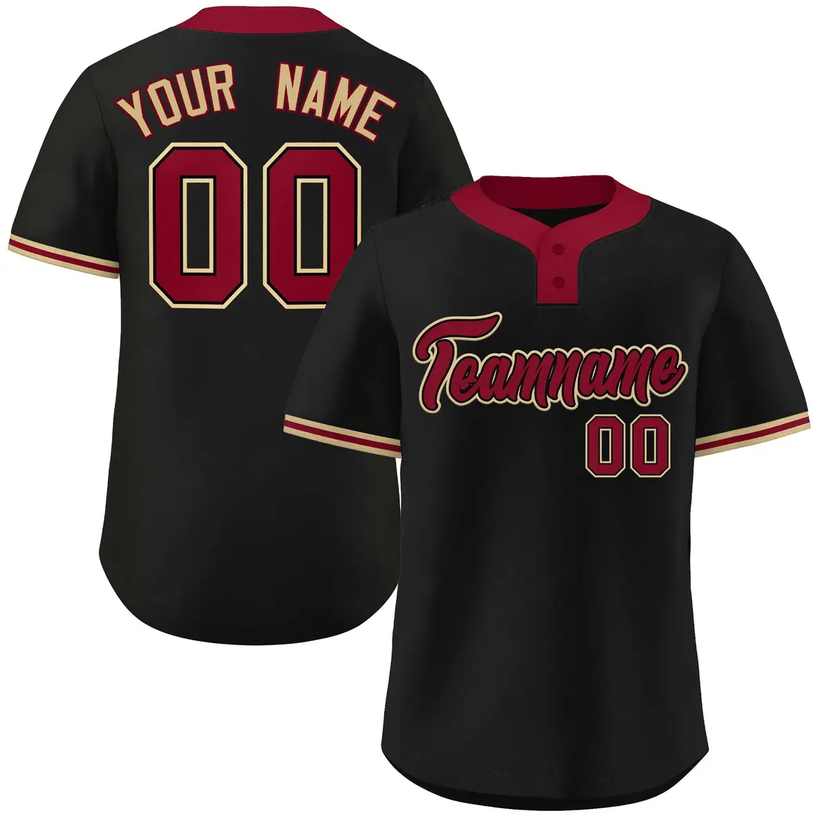 Black Crimson-Old Gold Classic Two-Button Softball Jersey