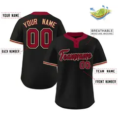 Black Crimson-Old Gold Classic Two-Button Softball Jersey 2