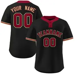 Black Crimson-Old Gold Classic Two-Button Softball Jersey 1