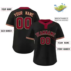 Black Crimson-Old Gold Classic Two-Button Softball Jersey 2