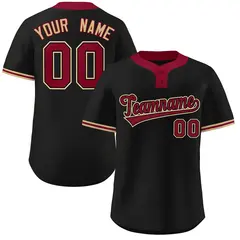 Black Crimson-Old Gold Classic Two-Button Softball Jersey