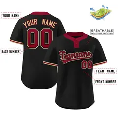Black Crimson-Old Gold Classic Two-Button Softball Jersey 2