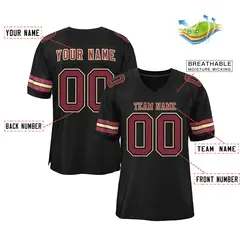 Black Crimson-Old Gold Football Jersey 2