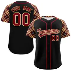 Black Crimson Old Gold Raglan Baseball Jersey 1