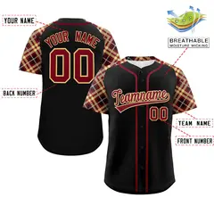 Black Crimson Old Gold Raglan Baseball Jersey 2