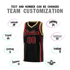 Black Crimson-Old Gold Ribbon Pattern Basketball Kits 4