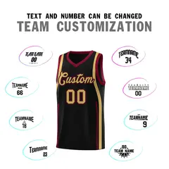 Black Crimson-Old Gold Ribbon Pattern Basketball Kits 4