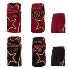 Black Crimson Old Gold Star Series Reversible Basketball Jersey 2