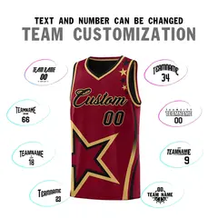 Black Crimson Old Gold Star Series Reversible Basketball Jersey 4