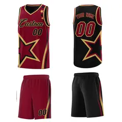 Black Crimson Old Gold Star Series Reversible Basketball Jersey 5
