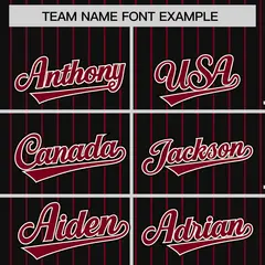Black Crimson Pinstripe Raglan Varsity Letterman Jacket 3