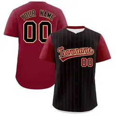 Black Crimson Pinstripe Two-Tone Authentic Baseball Jersey