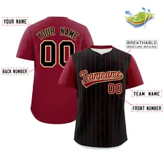 Black Crimson Pinstripe Two-Tone Authentic Baseball Jersey 2